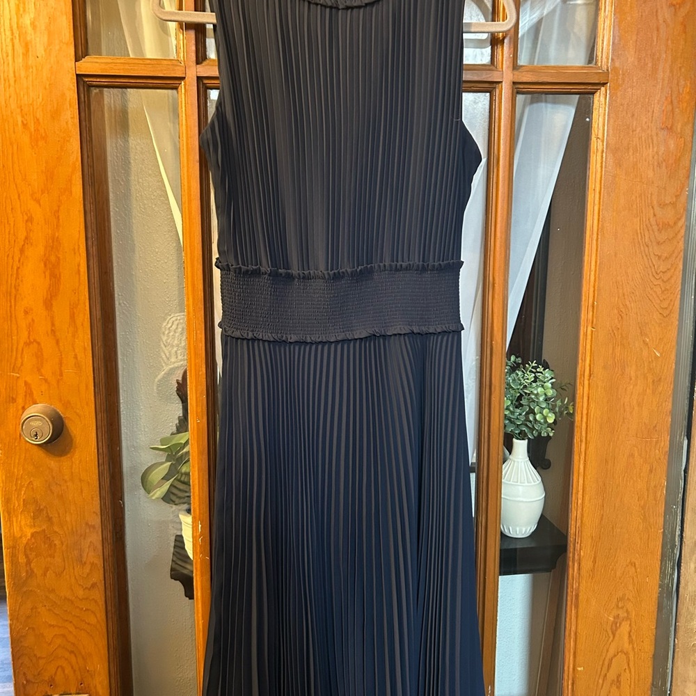 Nanette Lepore Black Pleated Midi Dress